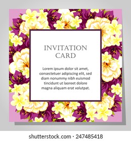 Set of invitations with floral background 