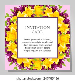 Set of invitations with floral background 