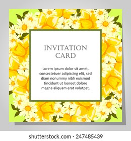 Set of invitations with floral background 