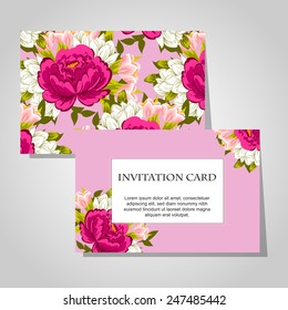 Set of invitations with floral background 