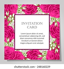 Set of invitations with floral background