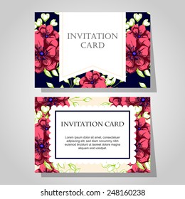 Set of invitations with floral background