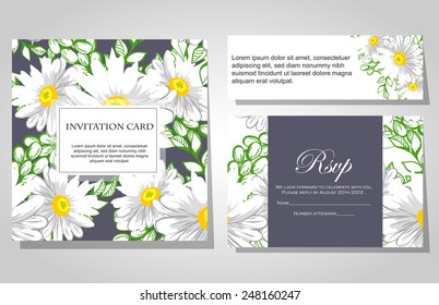 Set of invitations with floral background