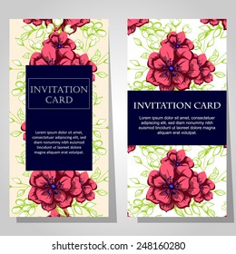 Set of invitations with floral background