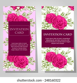 Set of invitations with floral background