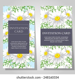 Set of invitations with floral background