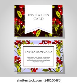 Set of invitations with floral background