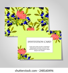 Set of invitations with floral background