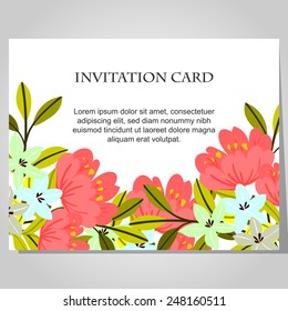 Set of invitations with floral background