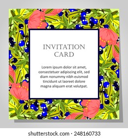 Set of invitations with floral background