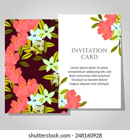 Set of invitations with floral background