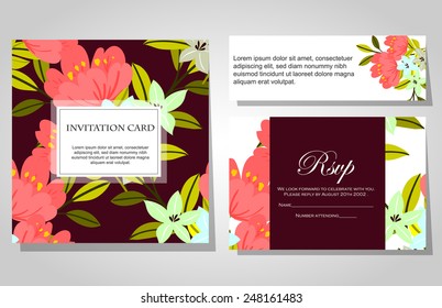 Set of invitations with floral background