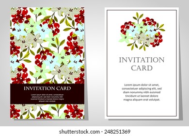 Set of invitations with floral background