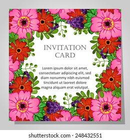 Set of invitations with floral background