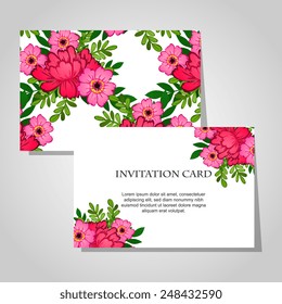 Set of invitations with floral background Set of invitations with floral background