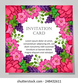 Set of invitations with floral background