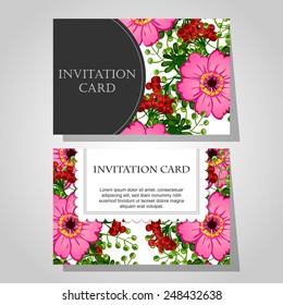 Set of invitations with floral background