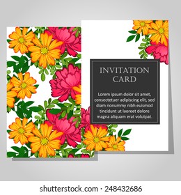 Set of invitations with floral background