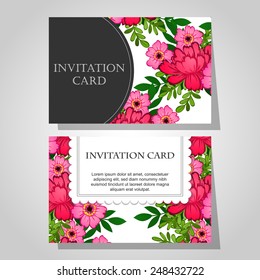 Set of invitations with floral background