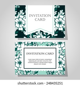 Set of invitations with floral background