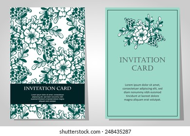 Set of invitations with floral background