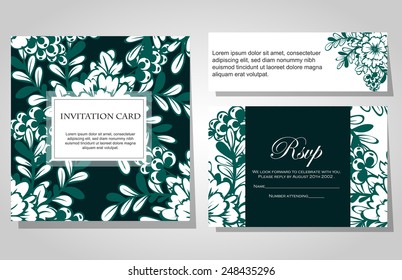Set of invitations with floral background