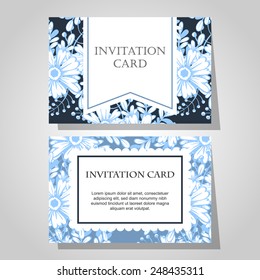 Set of invitations with floral background