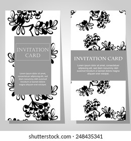 Set of invitations with floral background