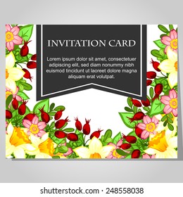 Set of invitations with floral background