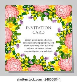 Set of invitations with floral background