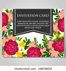 Set of invitations with floral background