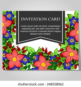 Set of invitations with floral background
