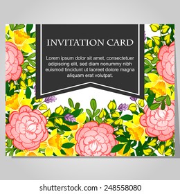 Set of invitations with floral background