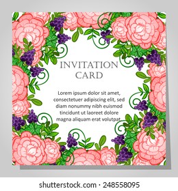 Set of invitations with floral background