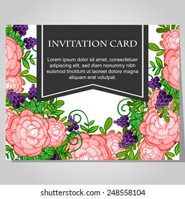 Set of invitations with floral background