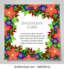 Set of invitations with floral background