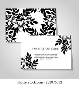 Set of invitations with floral background