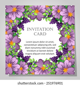 Set of invitations with floral background