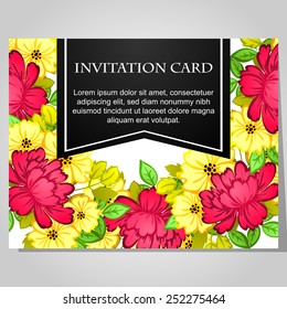 Set of invitations with floral background