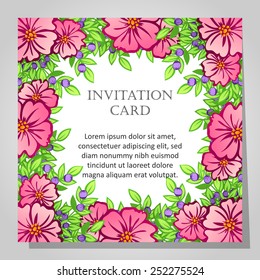 Set of invitations with floral background