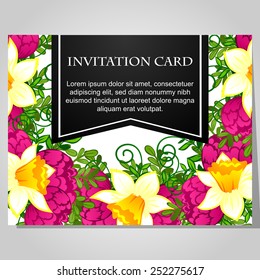 Set of invitations with floral background