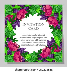 Set of invitations with floral background