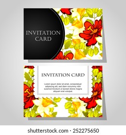 Set of invitations with floral background