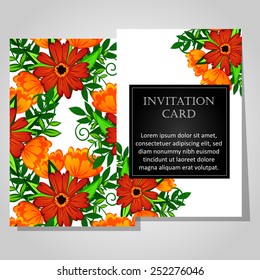 Set of invitations with floral background