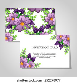 Set of invitations with floral background