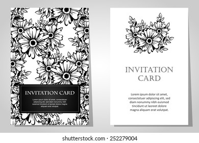 Set of invitations with floral background