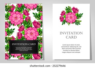 Set of invitations with floral background