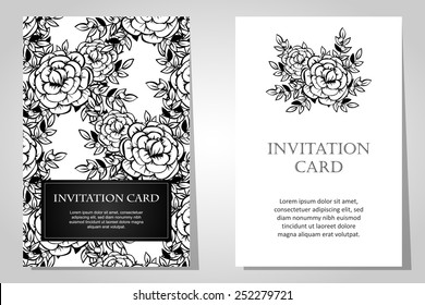 Set of invitations with floral background