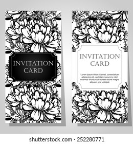 Set of invitations with floral background 