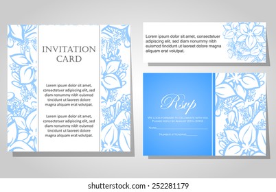 Set of invitations with floral background